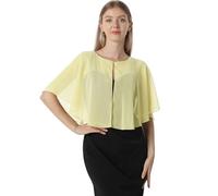 Soft Capelets capes Shawls and Wraps for Dress Chiffon Shrug Wedding Cape Cover Up, Yellow, One Size