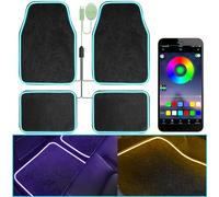 Soft Car Floor Mats with Led Strip Light, Universal Fit Black Automotive Carpet, App Control interior Car Lights Floor Mats, Anti-Slip Waterproof RGB Car Decor Accessories for SUV, Trucks, Sedan,Jeeps