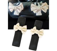 Soft Car Seat Belt Cover 2 Pack with Headrest Hook for Car Universal Car Seat Belt Pad Cover for Shoulder Pad Car Accessories (Beige)