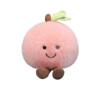 Soft Cartoon Peach Plush Toy Stuffed Fruit Doll with Cute Smiling Face, Small Kawaii Plushie for Bag Charm, Keychain, or Car Decoration, Adorable Mini Plush Doll for Kids and Home Décor, 16cm