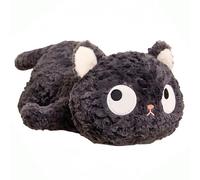 Soft Cartoon Plush Toy Black Cat Doll - Large Stuffed Animal Pillow with Cute Round Eyes, Cozy Decorative Plush for Kids and Adults, Adorable Lying Cat Figure for Sofa, Bed, and Office