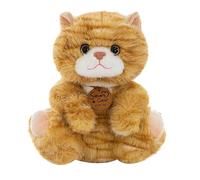 Soft Cartoon Plush Toy Orange Tabby Cat Doll - Stuffed Animal with Realistic Striped Fur, Cute Decorative Plush for Kids and Adults, Cozy Collectible Figure for Sofa, Bed, and Room Display