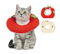 Soft Cat Collar, Apple-Shaped Soft Comfy Recovery Cone for Cats, Inflatable Cat Neck Collar Prevent Licking & Scratching, Kitten Donut Neck Brace for Wound Protection, Red XS