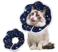Soft Cat Cone Collar - Adjustable Waterproof Recovery Collar with Space Planet Design Stop Licking Biting Scratching After Surgery, Protective Cat Neck Conefor Kittens Daily Use (#1,L)