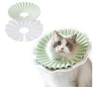 Soft Cat Cone Collar for Cats- Adjustable Lightweight Recovery E-Collar to Stop Licking, Scratching & Biting After Surgery, Comfortable Wound Healing Cone Alternative (Green, M)