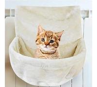 Soft Cat Hanging Bed with Strong Iron Frame - Warm & Cosy Cat Hammock Style Home Cradle for Small Pets & Kittens (Beige)