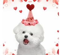 Soft Cat Hat, Cartoon Valentine's Day Dog Hat, a4.72x3.94 Inches Breathable Small Pet Gathering Headband, Pink Polyester Dog Accessories, Knitted Cap for Puppy Room, Shop