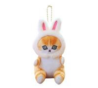 Soft Cat Keychain, Bunny Hat Plush Ornament, Decorative Backpack Pendant, Kitten Bag Accessory, Charming Trinket for Daily Carry Items Use