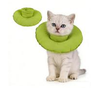 Soft Cat Recovery Collar, Anti-Lick Adjustable Cat Cone, Lightweight After Surgery Protective Collar, Comfortable Alternative to E Collar for Cats, Green S