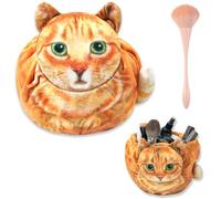 Soft Cat Shaped Drawstring Makeup Bag,Cute Cat Cosmetic Bags for Women,Funny Feline Toiletry Bag Storage Organizer