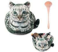 Soft Cat Shaped Drawstring Makeup Bag,Cute Cat Cosmetic Bags for Women,Funny Feline Toiletry Bag Storage Organizer