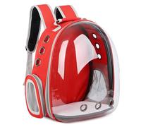 Soft Cat & Small Dog Carrier Backpack - Breathable Mesh Design with Viewing Bubble, Lightweight & Portable for Travel, Outdoor Adventures, Safe Pet Transport (Red)