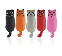 Soft Cat Toys for Indoor Cats Self Play Pet Supplies Cat Gifts Interactive Pillows Cat nip Filled Toys 5PCS Plush Kitten Teething Toys Set Cute Kitty Chew Bite Toys Resistant Cartoon Cat Mouse Toys