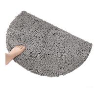 Soft Chenille Bathroom Floor Mat Non Slip Absorbent Rug for Shower Door Kitchen Semi-Circular Design Quick Dry Machine Washable(PVC Light Gray)