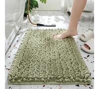 Soft Chenille Bathroom Rug Non-Slip Microfiber Bath Mat Absorbent Bath Carpet for Bathroom Sage Green 43x61cm - Cozy Floor Mat for Home Decor