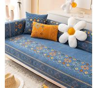 Soft Chenille Sofa Cover For L/U Shaped/Corner/Chaise Longue/Armrest Sofas 1/2/3/4 Seat Sofa Slipcovers With Non-Slip Particles, Sofa Seat Cushion Back Blanket (70x180cm,Blue)