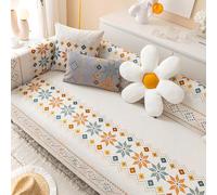 Soft Chenille Sofa Cover For L/U Shaped/Corner/Chaise Longue/Armrest Sofas 1/2/3/4 Seat Sofa Slipcovers With Non-Slip Particles, Sofa Seat Cushion Back Blanket (90x210cm,White)