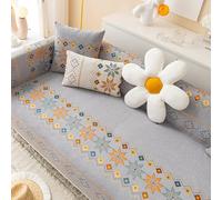 Soft Chenille Sofa Cover For L/U Shaped/Corner/Chaise Longue/Armrest Sofas 1/2/3/4 Seat Sofa Slipcovers With Non-Slip Particles, Sofa Seat Cushion Back Blanket (70x210cm,Grey)