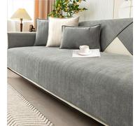 Soft Chenille Sofa Cover - Non-Slip, Washable & Pet-Friendly Couch Protector - Fits Multiple Styles - Modern Colours for Home Décor (Gentleman's Grey (A), 90×160cm)