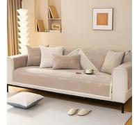 Soft Chenille Sofa Cover Washable - Seat Cushion Covers, Non-Slip Sofa Slipcover 1/2/3/4 Seater Couch Cover for Sectional Sofa, L Shape Sofa Furniture Protection Throws, 35.4 x 70.9 in - Khaki