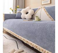 Soft Chenille Sofa Cushion Covers, Chenille Fabric Furniture Protector Sofa Cover 1 2 3 Seater, Sofa Seat Covers, Non Slip Sofa Cover, Sofa Covers for Leather Sofa, Haichang Blue, 90*120CM