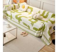 Soft Chenille Sofa Throw with Tassel,Slip-Resistant & Cat-Scratch-Proof Sofa Slipcover Couch Protector L Shaped Covers,All-Season Multi-use Living Room Furniture Pro(Size:180x300cm,Color:Green 2)