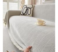 Soft Chenille Solid Color Sofa Cover Reversible Multi-Use Throw Blanket Universal Protector for Cats & Dogs Scratch-Resistant Fits 1-4 Seater (180x380cm Beige)