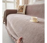 Soft Chenille Solid Color Sofa Cover Reversible Throw Blanket Universal Protector for Cats & Dogs Scratch-Resistant Fits 1-4 Seater (180x340cm Brown)