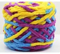 Soft Chenille Yarn 400g Chunky Knitting Crochet Yarn, Lightweight Durable (4 x 100g Skein) 57 Colours (Purple, Yellow & Blue)