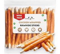 Soft Chicken Wrapped Dog Chews Rawhide 500g Pack - Chewy Chicken Twists - Rawhide Chews by Dried Dog Treats