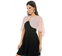 olyrjie Soft Chiffon Lace Shawls Wraps for Evening Dress Wedding Cape Cover Up for Women, Chiffon Blush, One Size