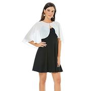 olyrjie Soft Chiffon Lace Shawls Wraps for Evening Dress Wedding Cape Cover Up for Women, Chiffon Ivory, One Size