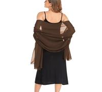 Soft Chiffon Scarves Shawls and Wraps for Women Silky Pashmina Scarf for Wedding Bridal, Brown, One Size