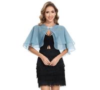 Soft Chiffon Shawls Wraps Shrug for Wedding Evening Dress Cape Cover Up for Women, Dusty Blue, Medium