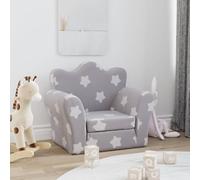Soft Children's Sofa Bed Light Grey with Stars, Plush 54 x 90 x 45 cm, 2-in-1 Children's Chair and Mini Sofa Bed, Removable Cover, Padded for Playing, Sleeping, Reading in the Children's Room