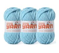 Soft Chunky Chenille Yarn for Crocheting-(300g/10.58oz) Bulky Knitting Crochet Yarn for Blankets-(150m/164yds) Fluffy Velvet Baby Yarn for Amigurumi&Crafts.(3 Azure)