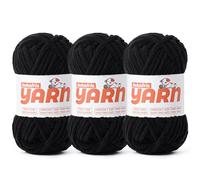 Soft Chunky Chenille Yarn for Crocheting-(300g/10.58oz) Bulky Knitting Crochet Yarn for Blankets-(150m/164yds) Fluffy Velvet Baby Yarn for Amigurumi&Crafts.(3 Black)