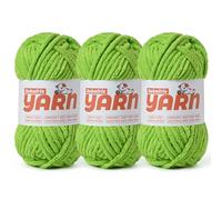 Soft Chunky Chenille Yarn for Crocheting-(300g/10.58oz) Bulky Knitting Crochet Yarn for Blankets-(150m/164yds) Fluffy Velvet Baby Yarn for Amigurumi&Crafts.(3 Lime Green)