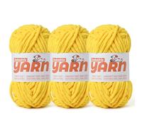 Soft Chunky Chenille Yarn for Crocheting-(300g/10.58oz) Bulky Knitting Crochet Yarn for Blankets-(150m/164yds) Fluffy Velvet Baby Yarn for Amigurumi&Crafts.(3 Golden Yellow)