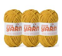 Soft Chunky Chenille Yarn for Crocheting-(300g/10.58oz) Bulky Knitting Crochet Yarn for Blankets-(150m/164yds) Fluffy Velvet Baby Yarn for Amigurumi&Crafts.(3 Turmeric)