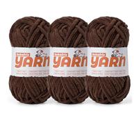 Soft Chunky Chenille Yarn for Crocheting-(300g/10.58oz) Bulky Knitting Crochet Yarn for Blankets-(150m/164yds) Fluffy Velvet Baby Yarn for Amigurumi&Crafts.(3 Dark Coffee)