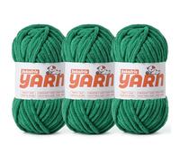 Soft Chunky Chenille Yarn for Crocheting-(300g/10.58oz) Bulky Knitting Crochet Yarn for Blankets-(150m/164yds) Fluffy Velvet Baby Yarn for Amigurumi&Crafts.(3 Greener)