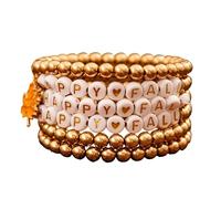 Soft Clay Thanksgiving Bracelets Alloy Beads Y2K Fall Bracelets for Women Acrylic Stackable Beaded Heishi Stretch Pumpkin Turkey Charm Party Jewelry Gift, 0.1, Acrylic, no gemstone