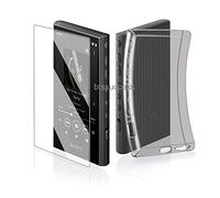 Soft Clear TPU Protective Shell Skin Case Cover for Sony Walkman NW-A300 Series NW-A306 NW-A307 (Clear Black case and Glass)
