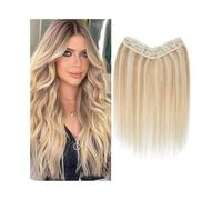 Soft Clip in Hair Extensions Real Human #8/613 One Piece Straight Remy in 16"-26" Seamless U Shape Double Weft Long(20 inches)