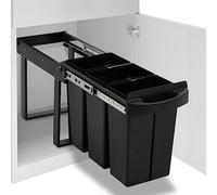Soft Close 48L Kitchen Pull Out Trash Can with Dual Compartments Durable ABS & Plastic Easy Waste Sorting Simple Assembly & Cleaning Perfect for Organized Kitchens