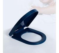 Soft Close D S Toilet Seat - Quick Release, Easy Clean, Thick PP Material, Top Fixing, Navy Color, Bathroom Accessory for Modern Homes