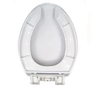 Soft Close Elongated White Plastic Toilet Seat Cover - Durable Easy-Clean Design with Extra Large Opening for Comfort & Convenience - Ideal for Modern Bathrooms