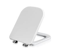 Soft Close Family Toilet Seat - Universal Square Design for Rectangular Toilets, Easy Top Fixing Installation, White PP Material, Perfect Toilet Cover (04b)