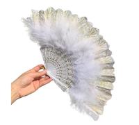 Soft Close Gas Spring, Feather Folding Fan With Pendant craft Handheld(Wit)